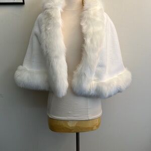 White Faux Fur Hooded Wrap